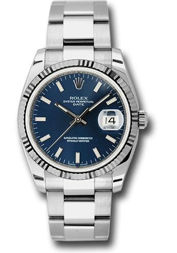 Rolex Oyster Perpetual Date Blue Index Fluted 115234 watch