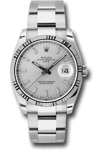 Rolex Oyster Perpetual Date Silver Index Fluted 115234 watch