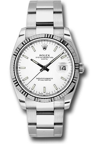 Rolex Oyster Perpetual Date White Index Fluted 115234 watch