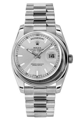 Pre-owned Rolex Platinum Day-Date 36 — 118206