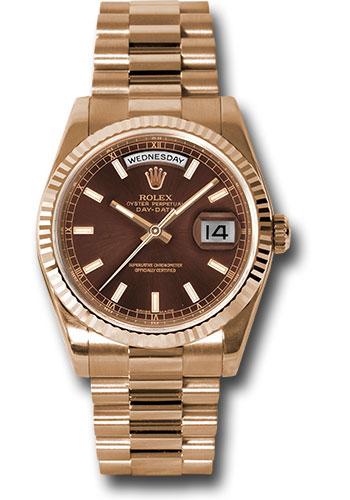Pre-owned Rolex Everose Gold Day-Date — 118235