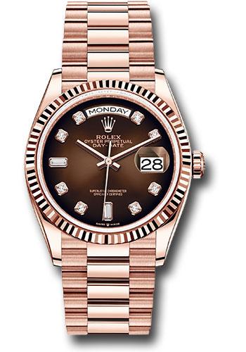 Pre-owned Rolex Everose Gold Day-Date — 128235