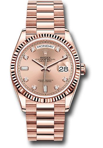 Pre-owned Rolex Everose Gold Day-Date — 128235