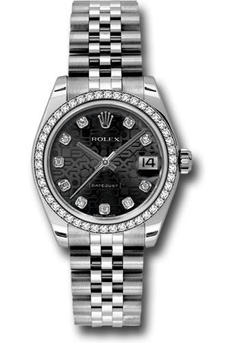 Rolex Datejust 31 Black Jubilee Diamond White Gold 178384 watch