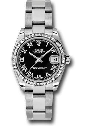 Rolex Datejust 31 Black Roman White Gold Oyster 178384 watch