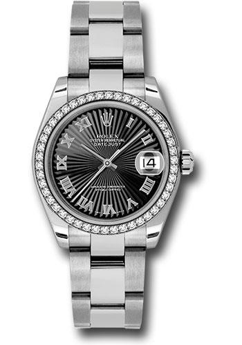 Rolex Datejust 31 Black Sunbeam Roman Oyster 178384 watch