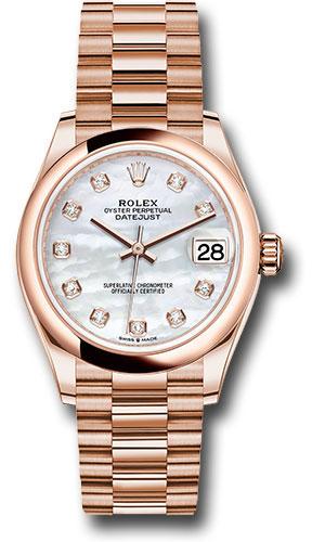 Rolex Datejust 31 Everose Gold Silver Diamond Dial President Bracelet 278245 watch