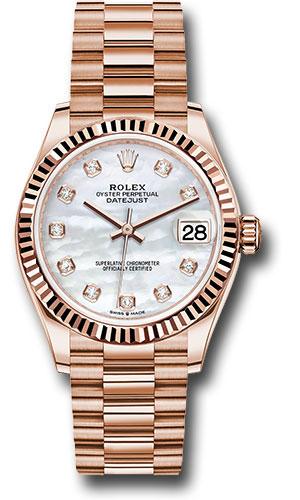 Rolex Datejust 31 Everose Gold Silver Diamond Dial President Bracelet 278275 watch
