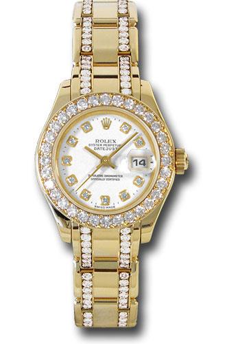 Pre-owned Rolex Yellow Gold Lady-Datejust Pearlmaster 29 Watch - 32 Diamond Bezel - White Diamond Dial - 80298.74948 wd