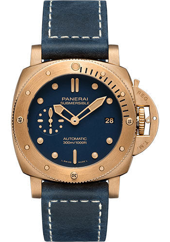 Pre-owned Panerai Submersible Bronzo Blu — PAM01074