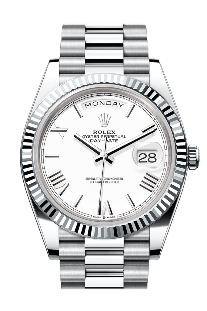 Pre-owned Rolex Day-Date 40 White — 228236