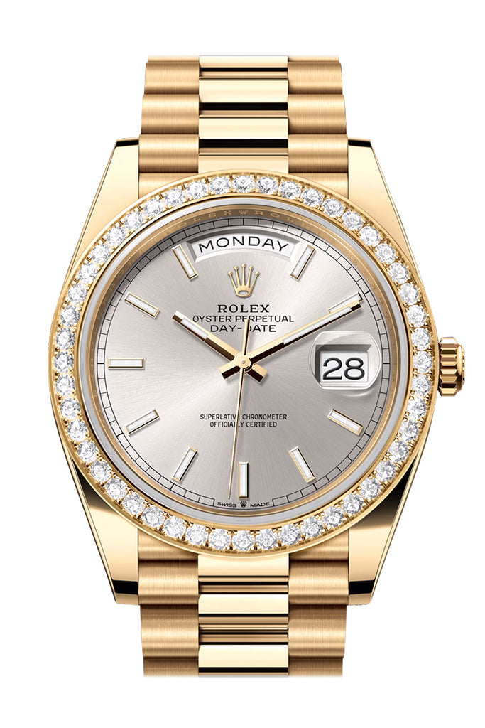 Pre-owned Rolex Day-Date 40 Silver — 228348