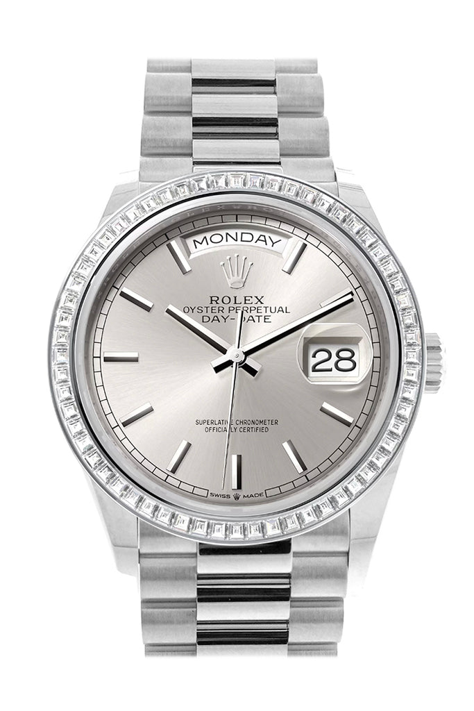 Pre-owned Rolex Day-Date 36 Silver — 128396TBR