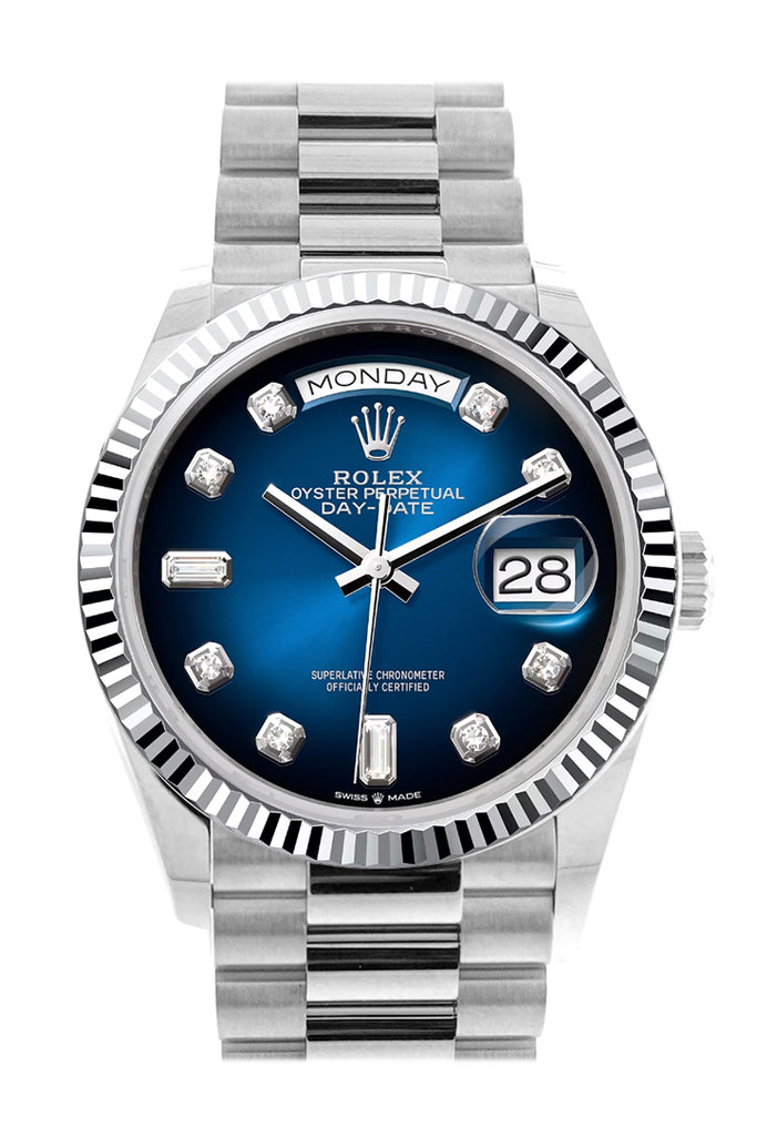Pre-owned Rolex Day-Date 36 Blue — 128236