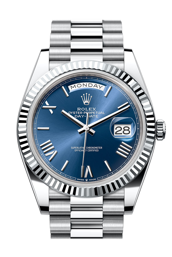 Pre-owned Rolex Day-Date 40 Blue — 228236