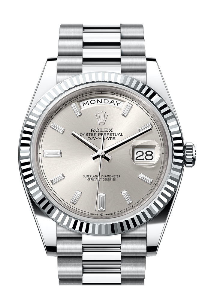 Pre-owned Rolex Day-Date 40 Silver — 228236