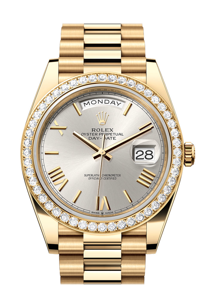 Pre-owned Rolex Day-Date 40 Silver — 228348RBR