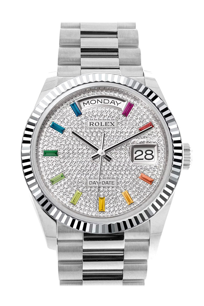Pre-owned Rolex Day-Date 36 Diamond — 128236
