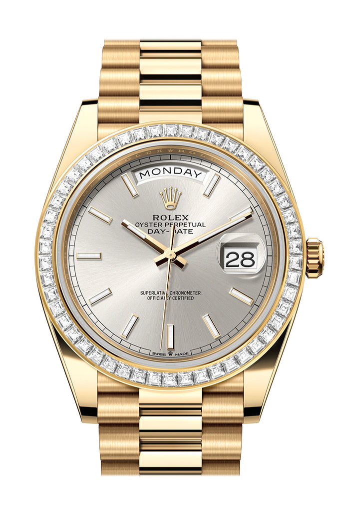 Pre-owned Rolex Day-Date 40 Silver — 228398TBR