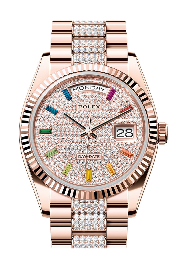 Pre-owned Rolex Day-Date 36 Diamond — 128235