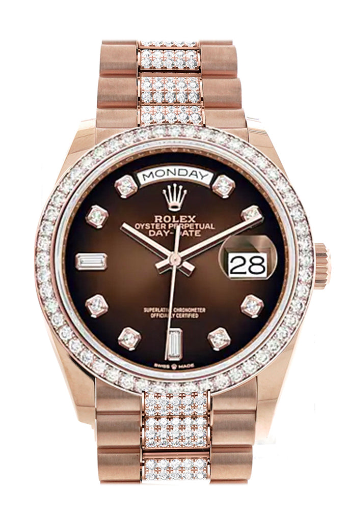Pre-owned Rolex Day-Date 36 Brown — 128345RBR