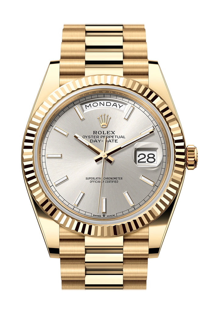 Pre-owned Rolex Day-Date 40 Silver — 228238