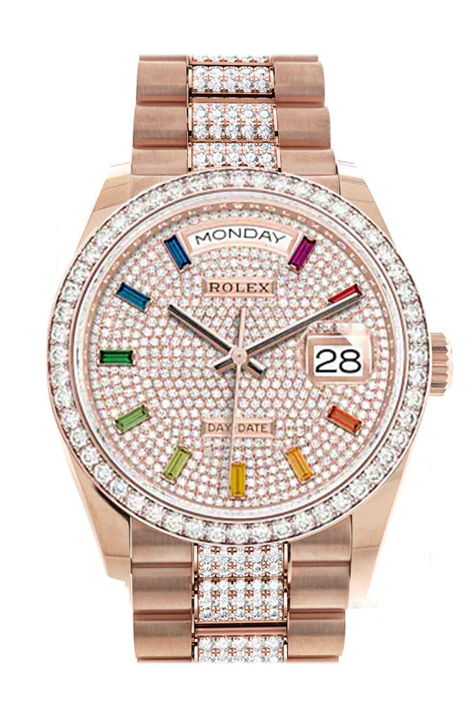 Pre-owned Rolex Day-Date 36 Diamond-Paved — 128345RBR