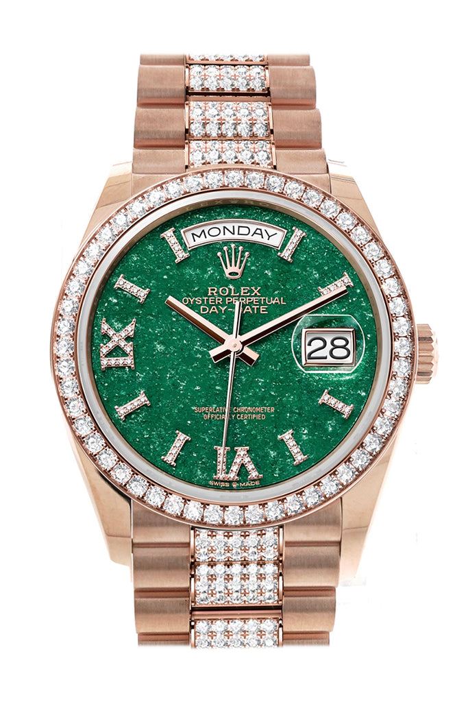Pre-owned Rolex Day-Date 36 Green — 128345RBR