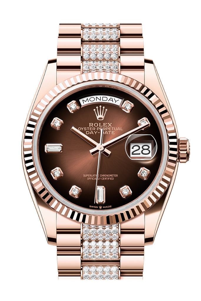 Pre-owned Rolex Day-Date 36 Brown — 128235
