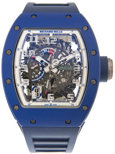 Pre-owned Richard Mille Blue Ceramic Openworked 50.2mm x 42.7mm — RM030-