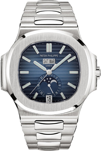 Pre-owned Patek Philippe Nautilus Annual Calendar 40.5 mm — 5726/1A-014