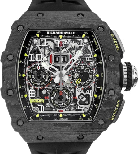 Richard Mille RM11-03 Carbon Openworked Dial Black Rubber Strap watch