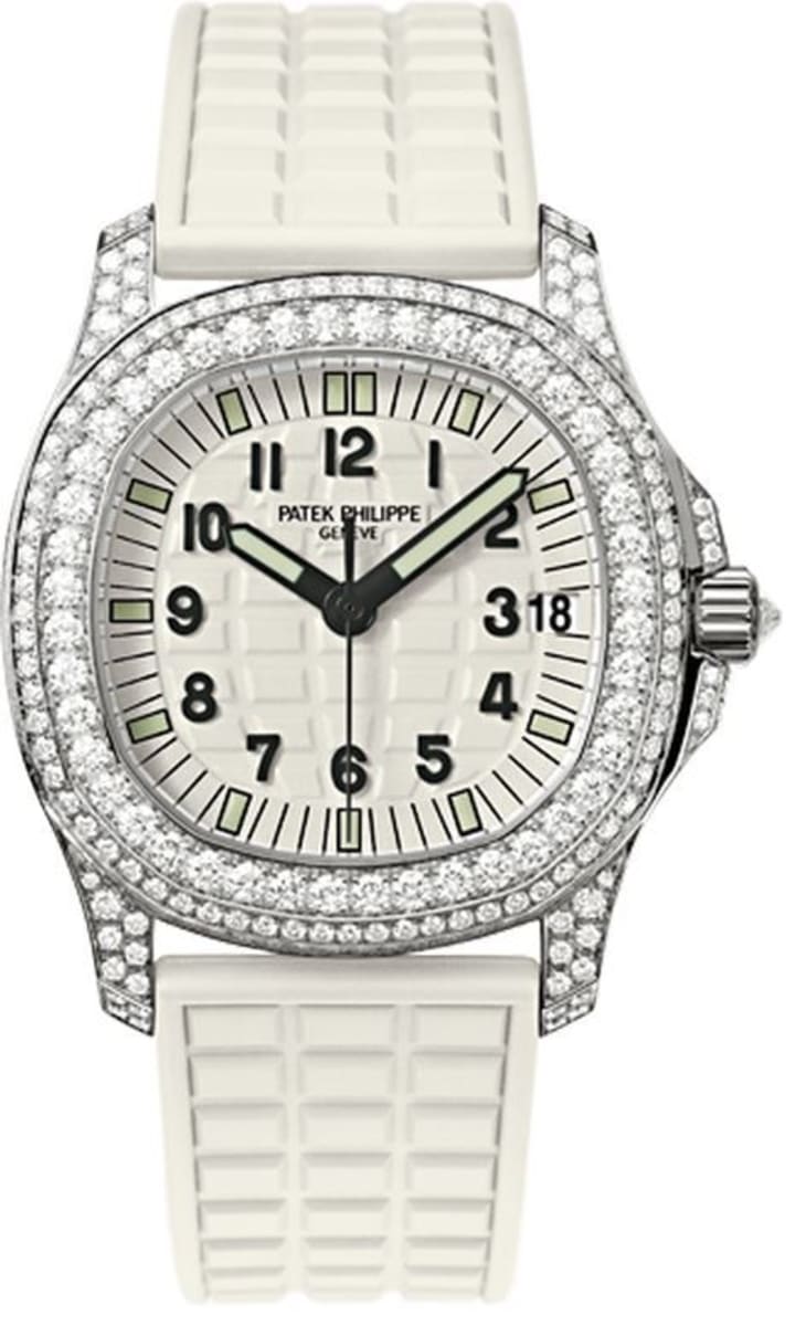 Pre-owned Patek Philippe Aquanaut Ladies White 40 mm — 5069G-011