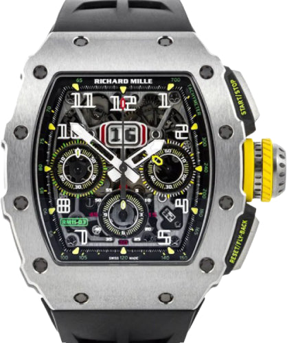 Pre-owned Richard Mille Chronograph Titanium 50mm 50mm x 16.23mm — RM11-03