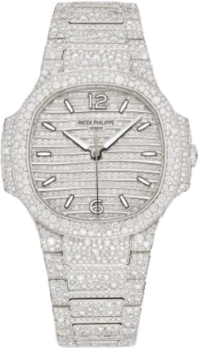 Pre-owned Patek Philippe Nautilus Ladies White 35.2 mm — 7118/1450G-001