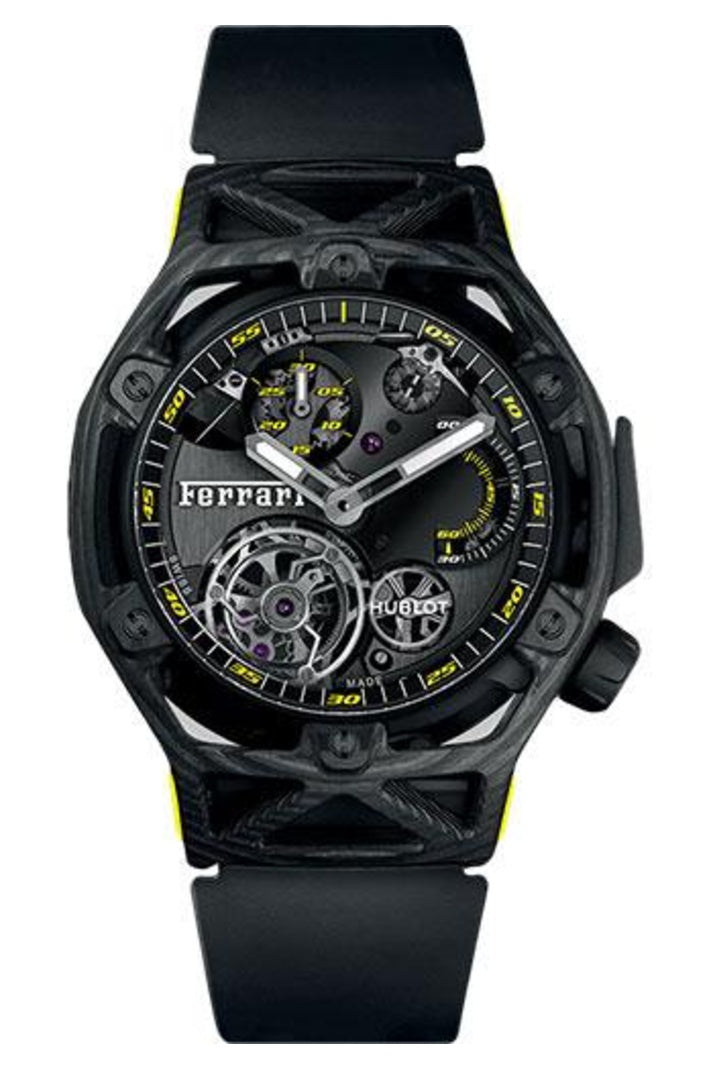 Hublot Techframe Ferrari Tourbillon Chronograph Carbon Yellow 45mm 408.QU.0129.RX