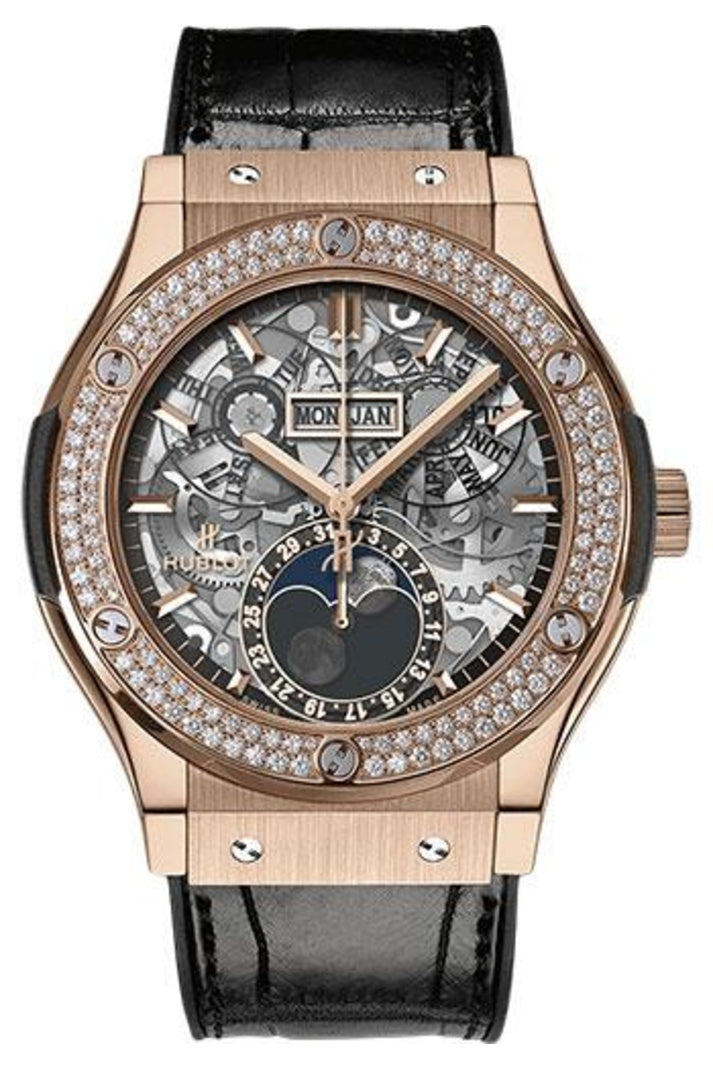 Hublot Classic Fusion Aerofusion Moonphase King Gold Diamonds 45mm 517.OX.0180.LR.1104