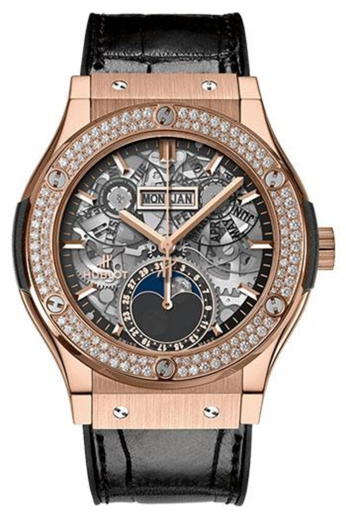 Hublot Classic Fusion Aerofusion Moonphase King Gold Diamonds 42mm 547.OX.0180.LR.1104