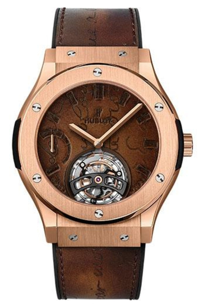 Hublot Classic Fusion Berluti Scritto Tourbillon 45mm 18K King Gold Brown Berluti Venezia leather Scritto dial reference 505.OX.0500.VR.BER17