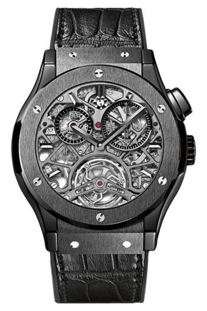 Hublot Classic Fusion Tourbillon Skeleton All Black 45mm Black ceramic Sapphire skeleton dial reference 506.CM.0140.LR