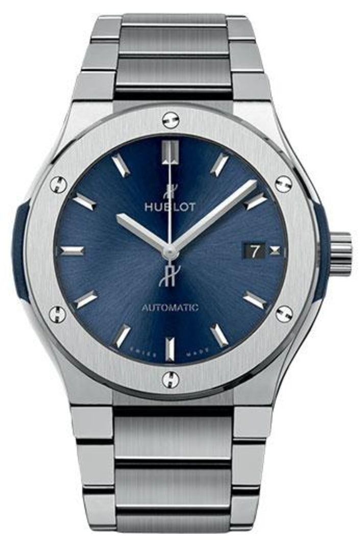 Hublot Classic Fusion Titanium Blue Bracelet 45mm Blue sunray dial ref 510.NX.7170.NX