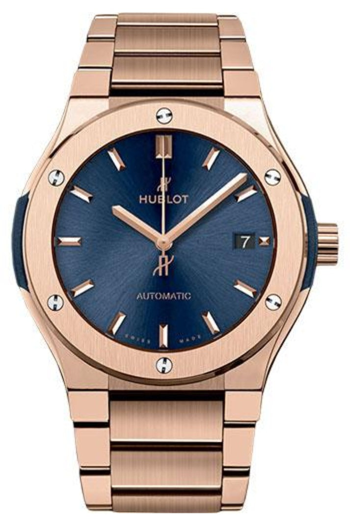 Hublot Classic Fusion King Gold Blue Bracelet 45mm Blue sunray dial ref 510.OX.7180.OX