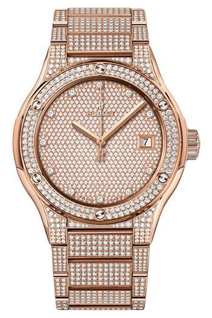 Hublot Classic Fusion King Gold Full Pavé Bracelet 45mm Diamond-set with 636 diamonds dial 18K King Gold bracelet reference 510.OX.9000.OX.3704