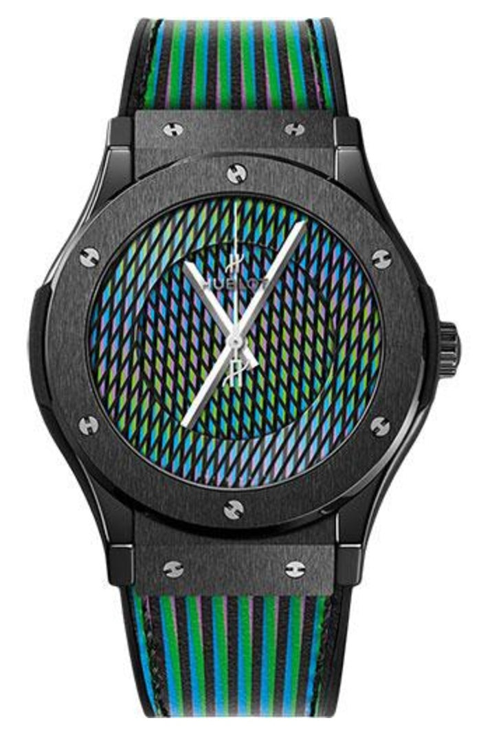 Hublot Classic Fusion Cruz-Diez Black Ceramic 45mm Cruz-Diez printed two-level dial dial, reference 511.CX.8900.VR.CZD19