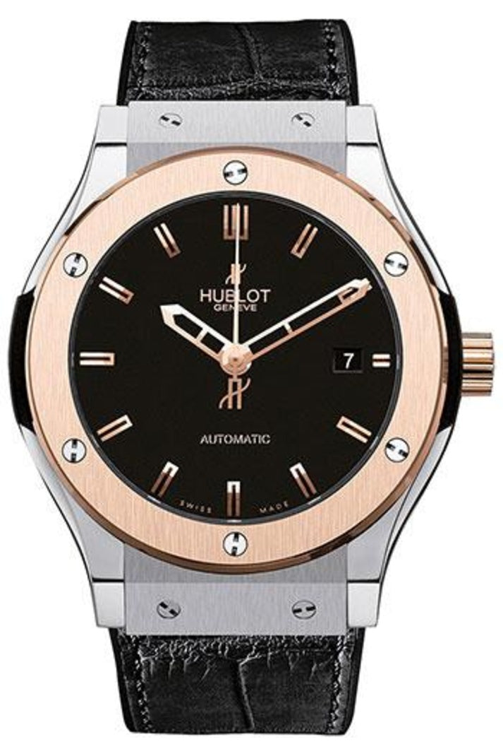 Hublot Classic Fusion Titanium King Gold, 45mm Matte black dial with Black rubber and alligator leather, ref 511.NO.1180.LR