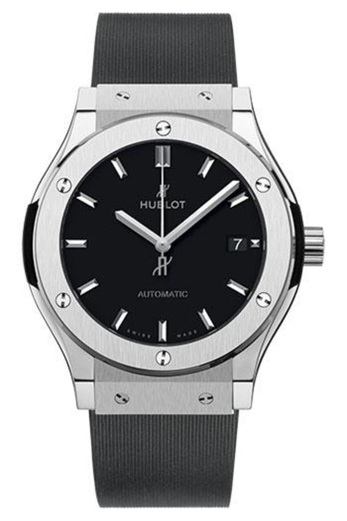 Hublot Classic Fusion Titanium 45mm Matte black dial on Black lined rubber, reference 511.NX.1171.RX