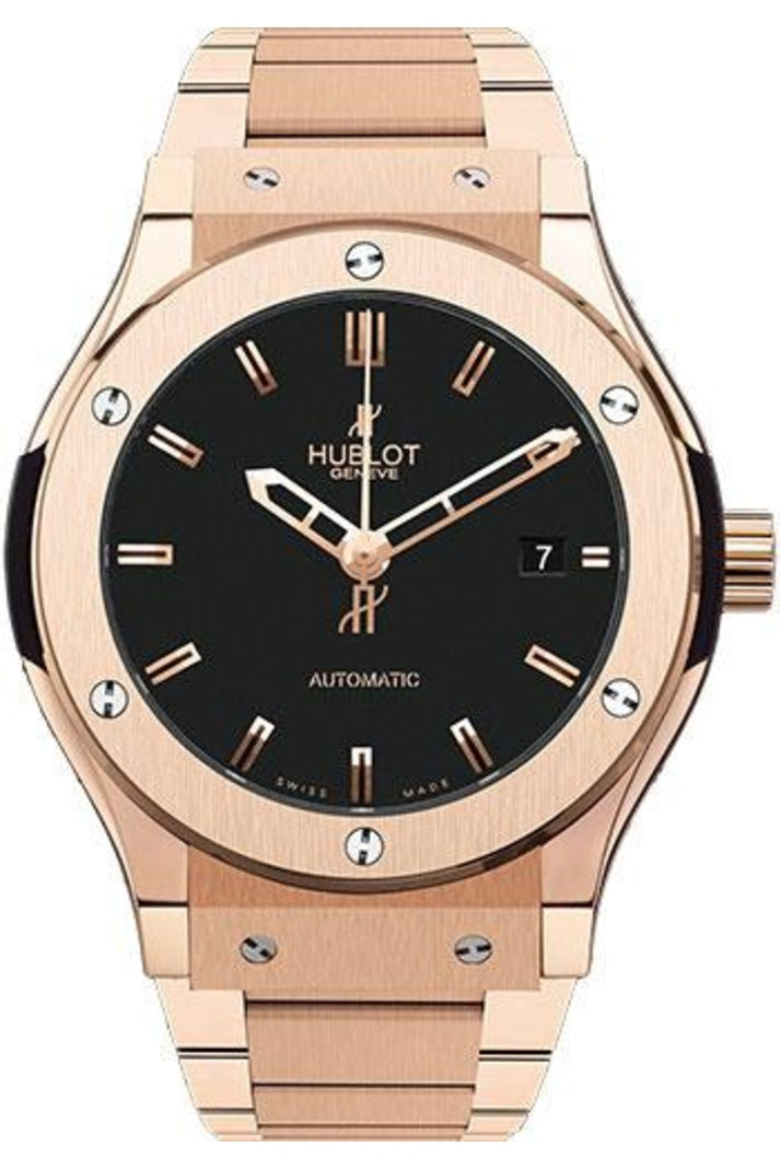 Hublot Classic Fusion King Gold Black Bracelet 45mm, Matte black dial on 18K King Gold bracelet, reference 511.OX.1180.OX