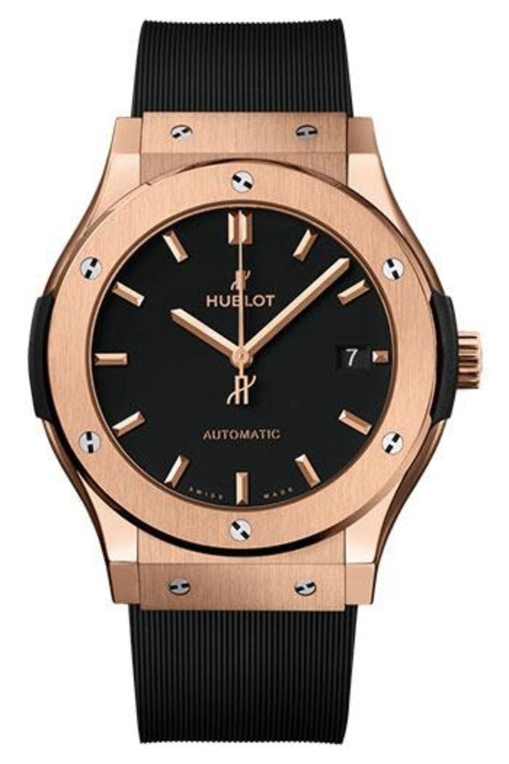 Hublot Classic Fusion King Gold Black Dial 45mm Matte black dial Black lined rubber, reference 511.OX.1181.RX