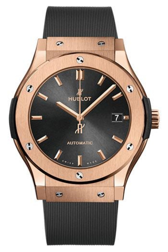 Hublot Classic Fusion Racing Grey King Gold, 45mm Grey sunray dial, Grey lined rubber, ref 511.OX.7081.RX