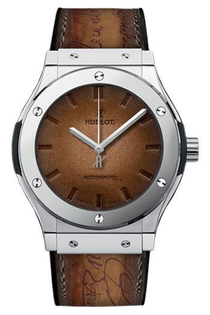 Hublot Classic Fusion Berluti Scritto Platinum Limited Edition 45mm Brown Berluti patinated Venezia leather dial reference 511.TX.050T.VR.BER16